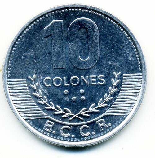 Коста Рика, Монета 10  колонес 2016г.