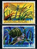 Животный мир водно-болотной местности, 2 марки из серии, Югославия 1976 г.