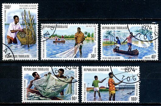 Ловля рыбы, серия почтовых марок, Того 1974 г