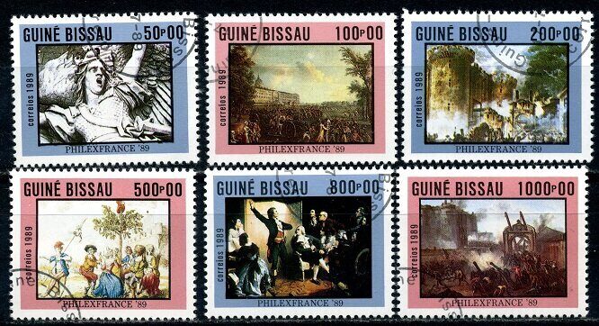 200 лет французской революции, Международная филвыставка PHILEXFRANCE'89 в Париже, серия 6 марок, Гвинея Бисау 1989 г