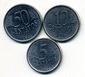 Бразилия, монеты 5, 10 и 50 сентаво 1994 - 96 гг.